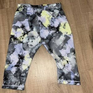 adidas Kids Abstract Watercolor Leggings in Gray, Lavender & Yellow